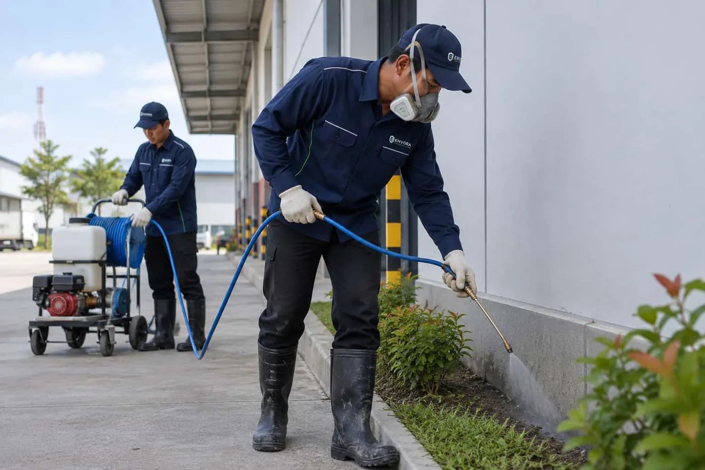 Proses penanganan pest control pada area perimeter bangunan